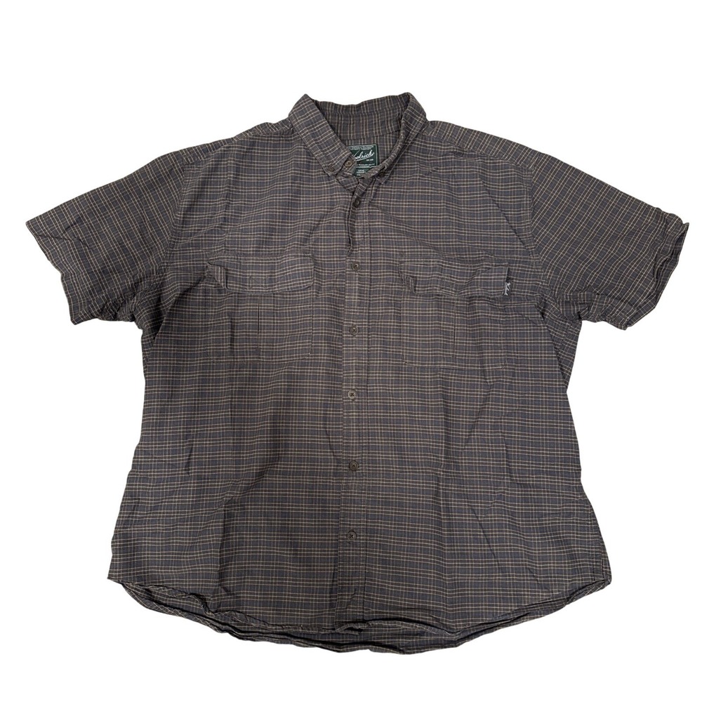 Woolrich Shirt Mens 2XL Brown Pattern Button Down Outdoor Short Sleeve (READ)